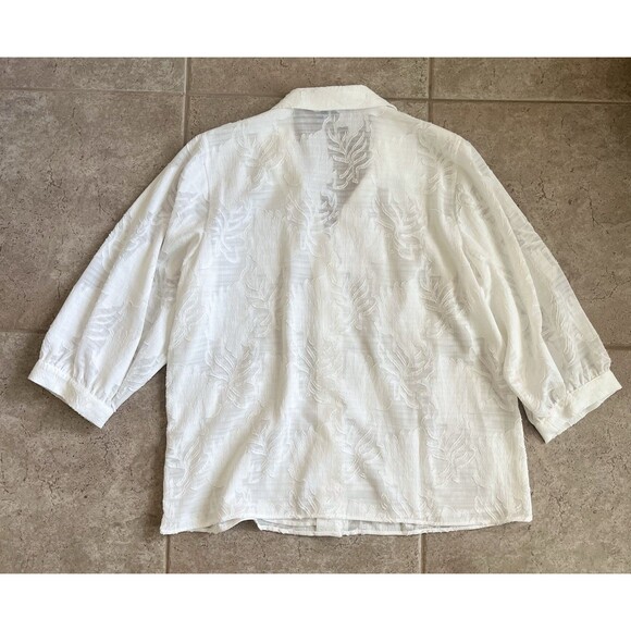 Karl Lagerfeld Paris Size Semi Sheer Floral Large Sleeve BOHO Peasent Top - Picture 2 of 8